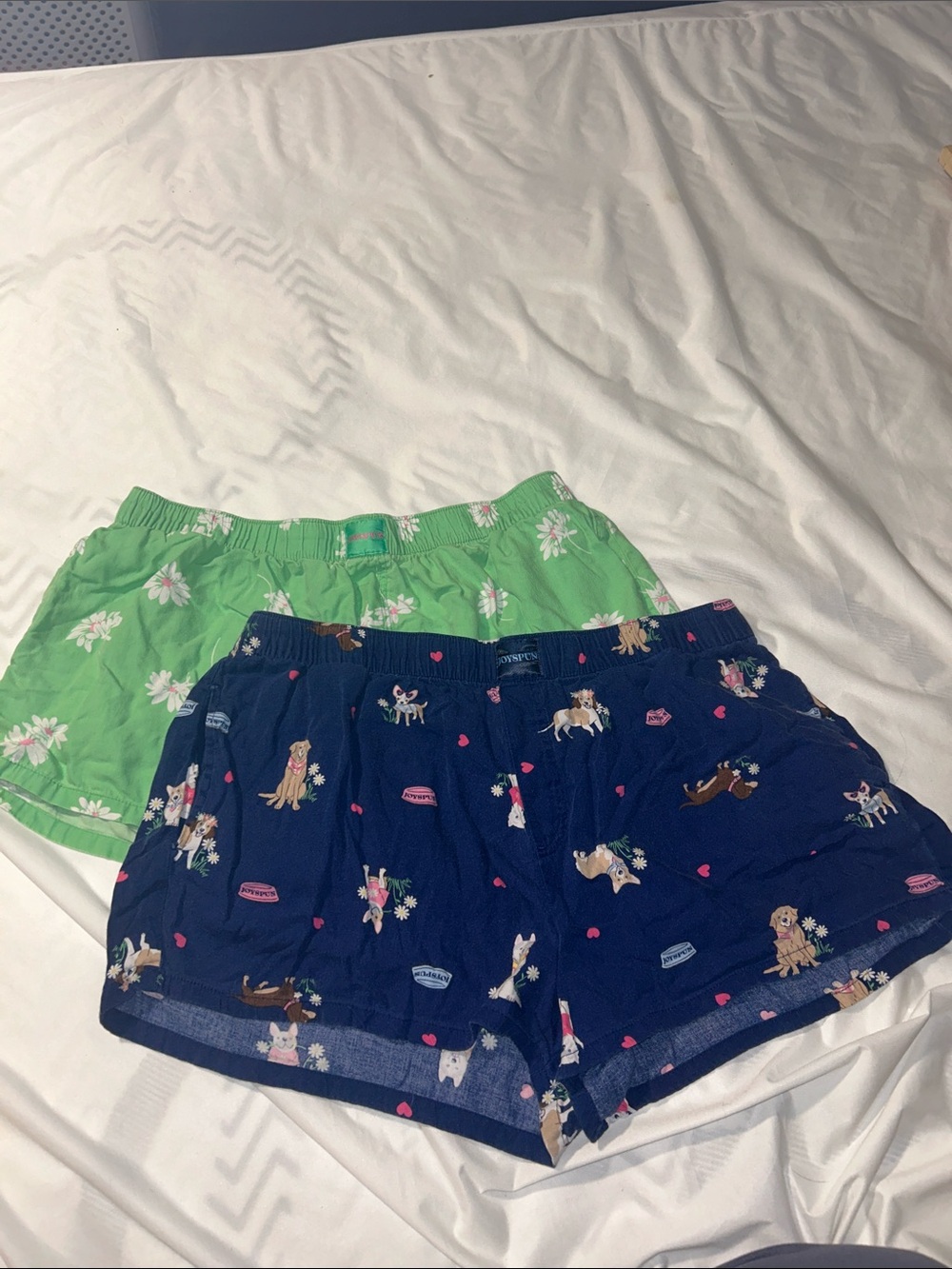 2 set of Girls' Dog & Floral Lounge Shorts - Navy and Green